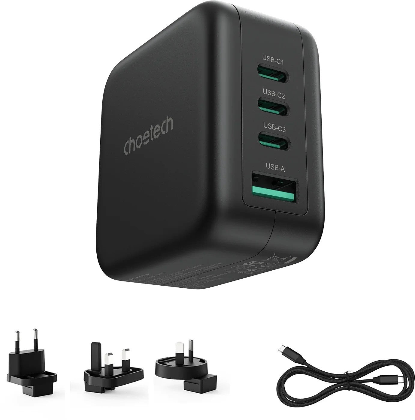 Choetech 70W GaN USB Type-C 4 Port Charging Station Fast Charger + Travel Kit