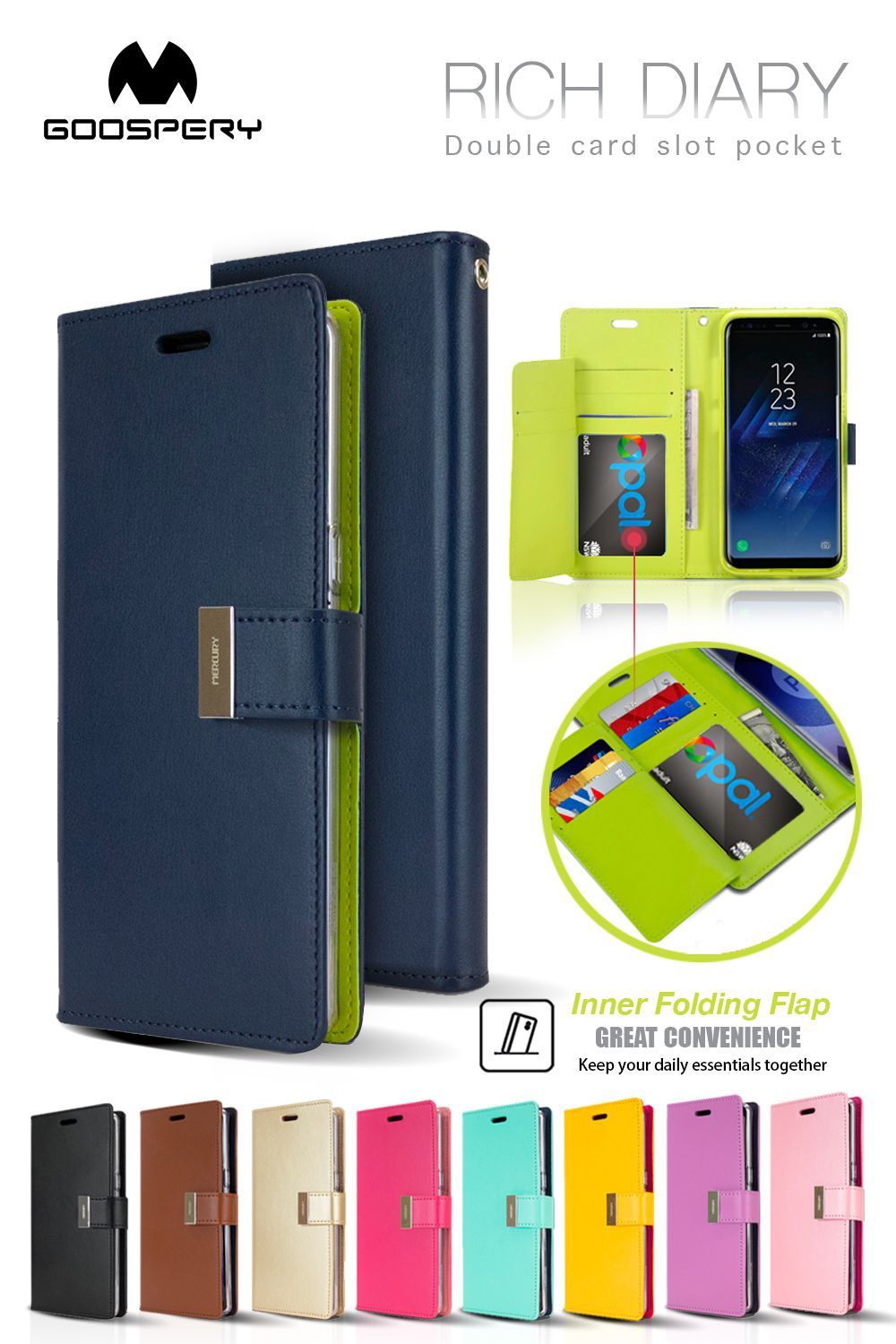 Goospery Rich Diary Double Wallet Flip Case