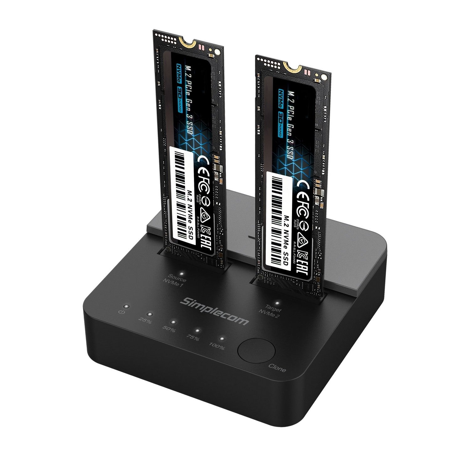 Simplecom USB 3.2 Gen2x2 to Dual Bay NVMe M.2 SSD Docking Station Duplicator Offline Clone