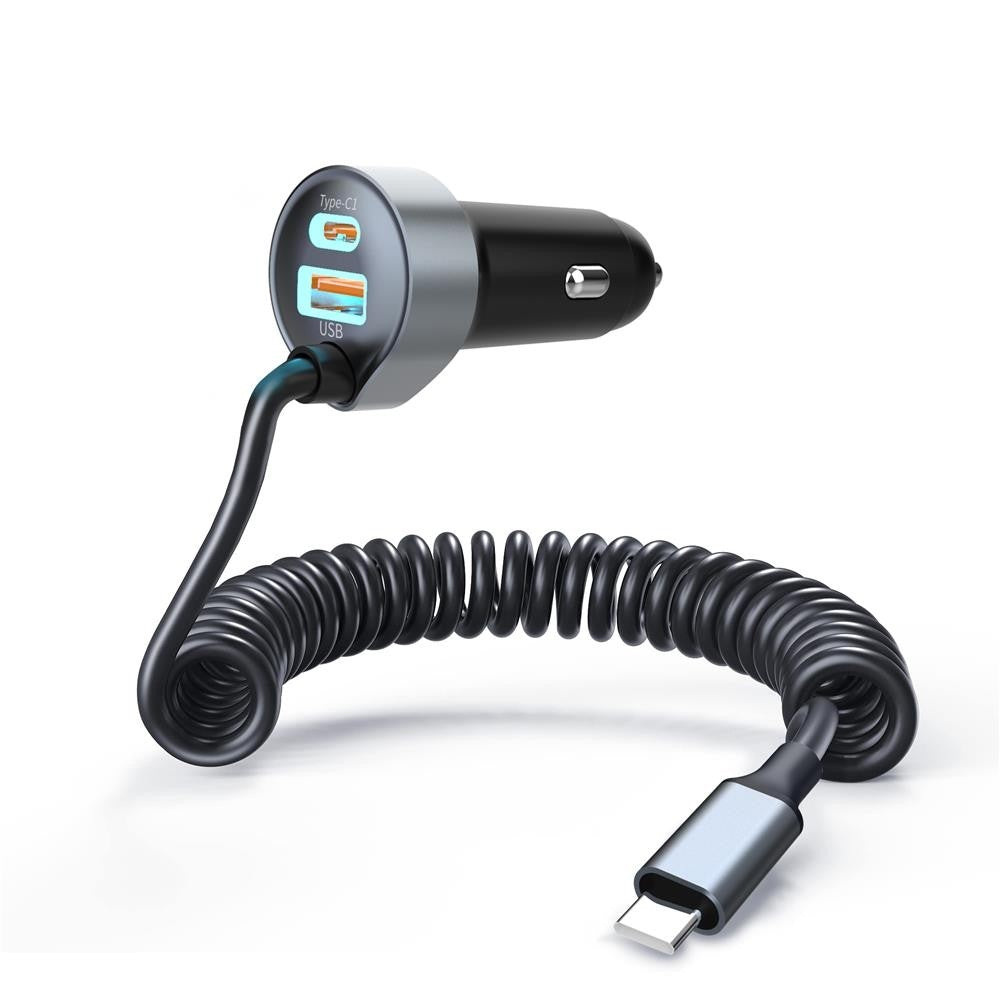 Choetech 65W 2 Port USB-C Car Charger Fast Charge Adapter with USB-C Cable