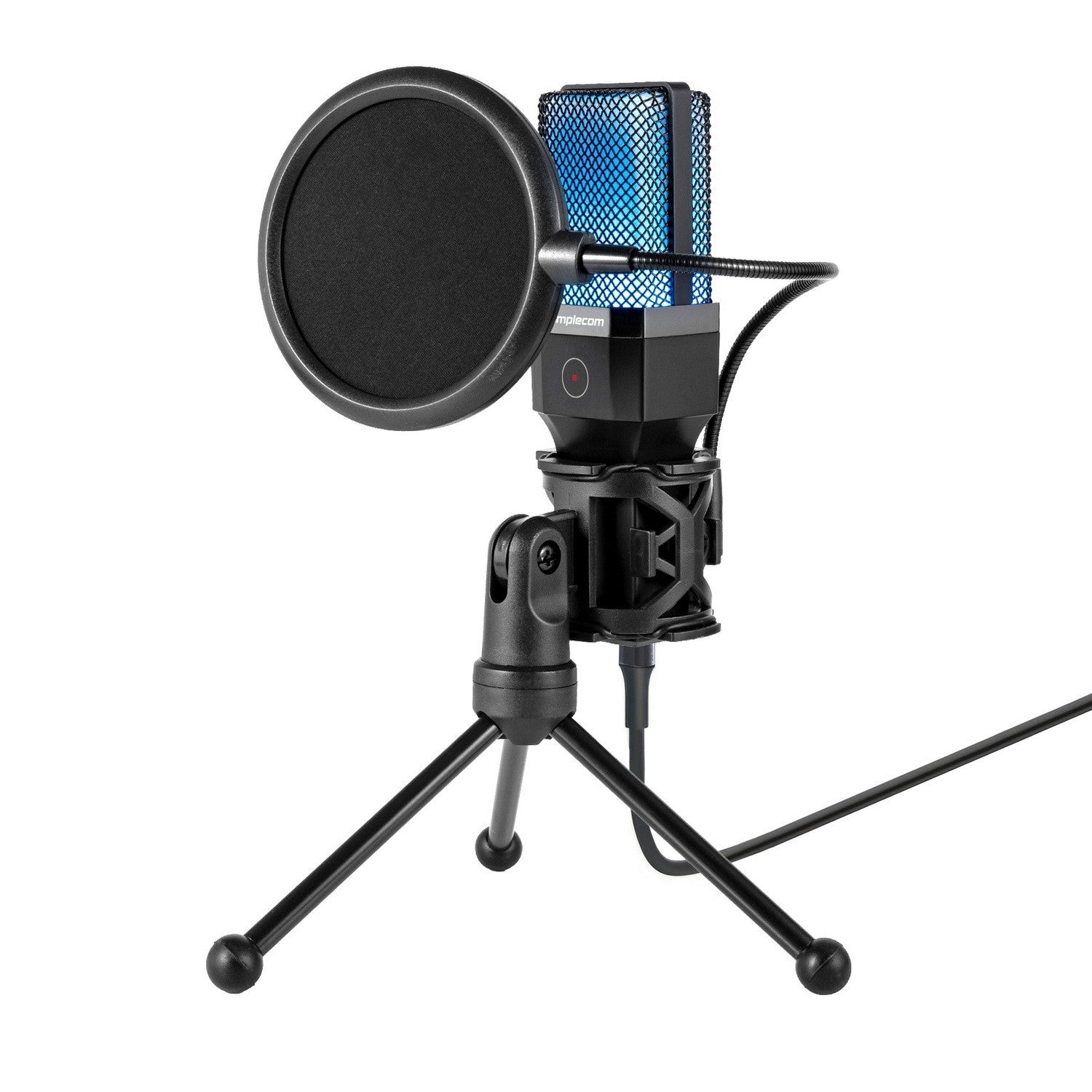 Simplecom USB Cardioid Condenser Microphone Gaming RGB Lights with Tripod & Pop Filter