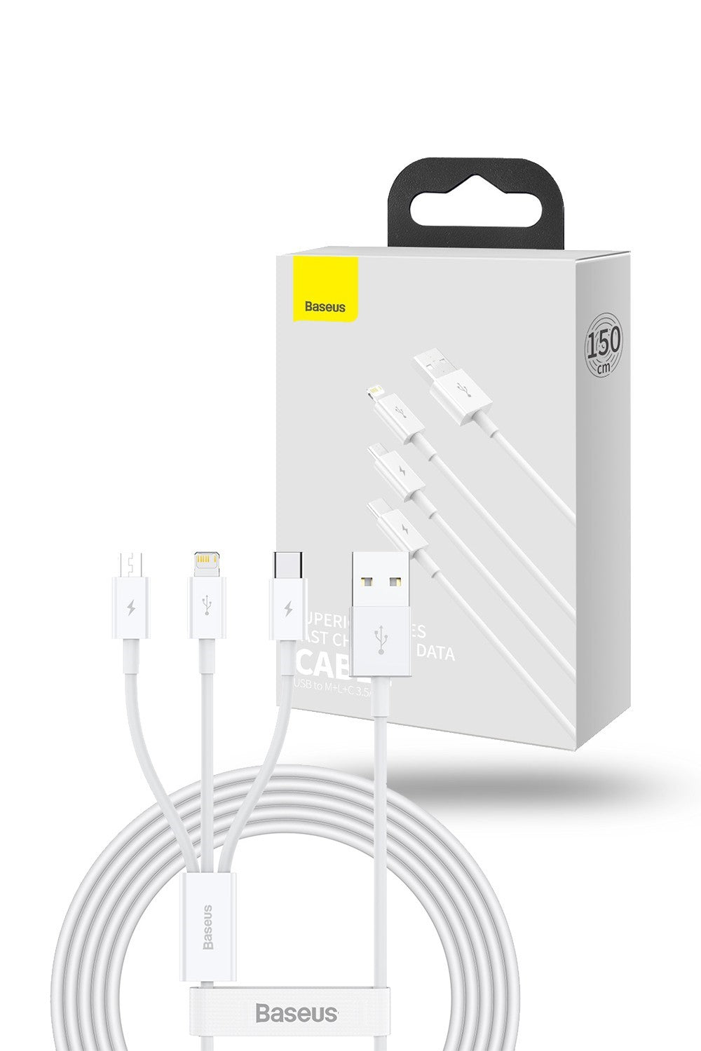 Baseus 3 in 1 3.5A USB to USB-C Lightning Micro-USB Charging Cable