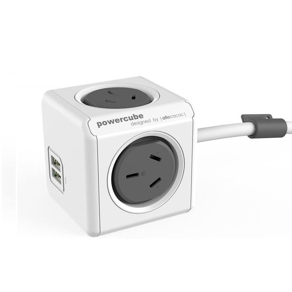 Allocacoc Powercube Board Power Extension with USB Charge Port - 3m
