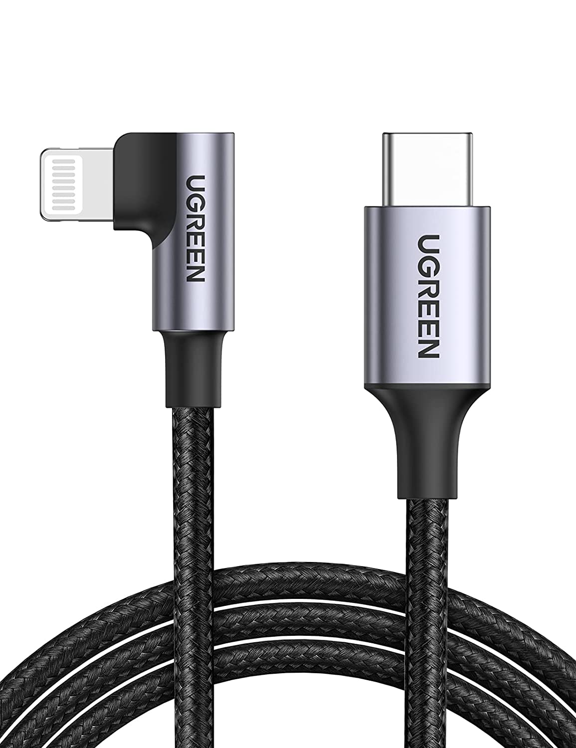 UGREEN Lightning to USB Type-C MFi Certified Right Angled Braided Fast Charge Cable