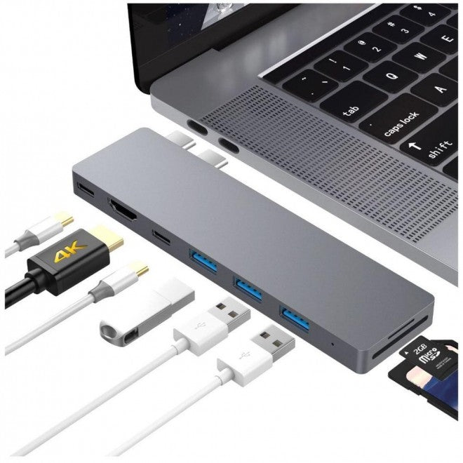 8 in 1 USB-C Hub USB 3.0 + HDMI + Thunderbolt Ports for MacBook Pro