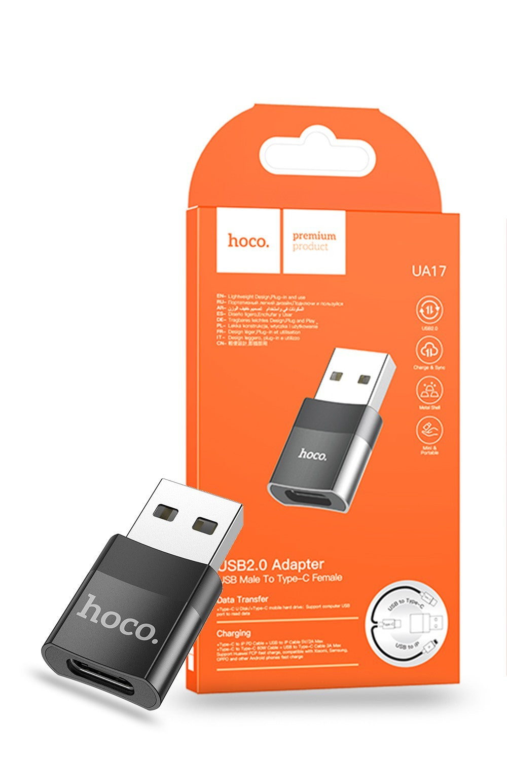 Hoco USB Male to USB-C Female OTG Adapter UA17
