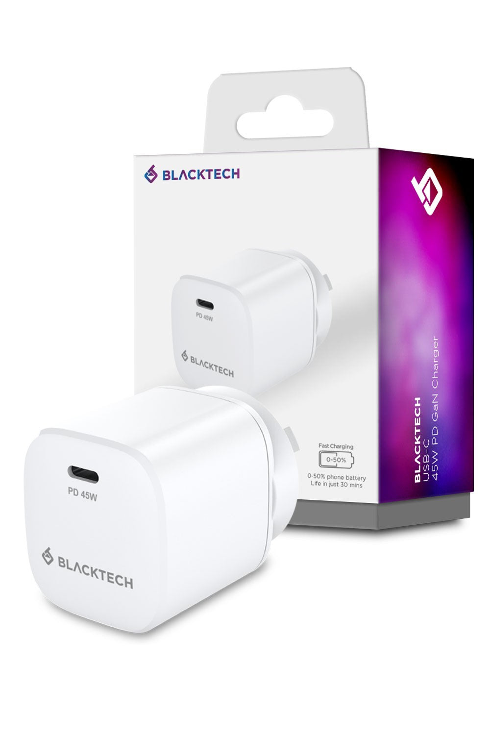 Blacktech 45W USB-C GaN Fast Charge Power Adapter for S24 iPhone 15