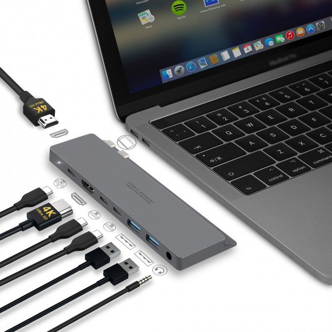 8 in 1 USB-C Type-C Hub USB + Dual HDMI Ports for MacBook Pro