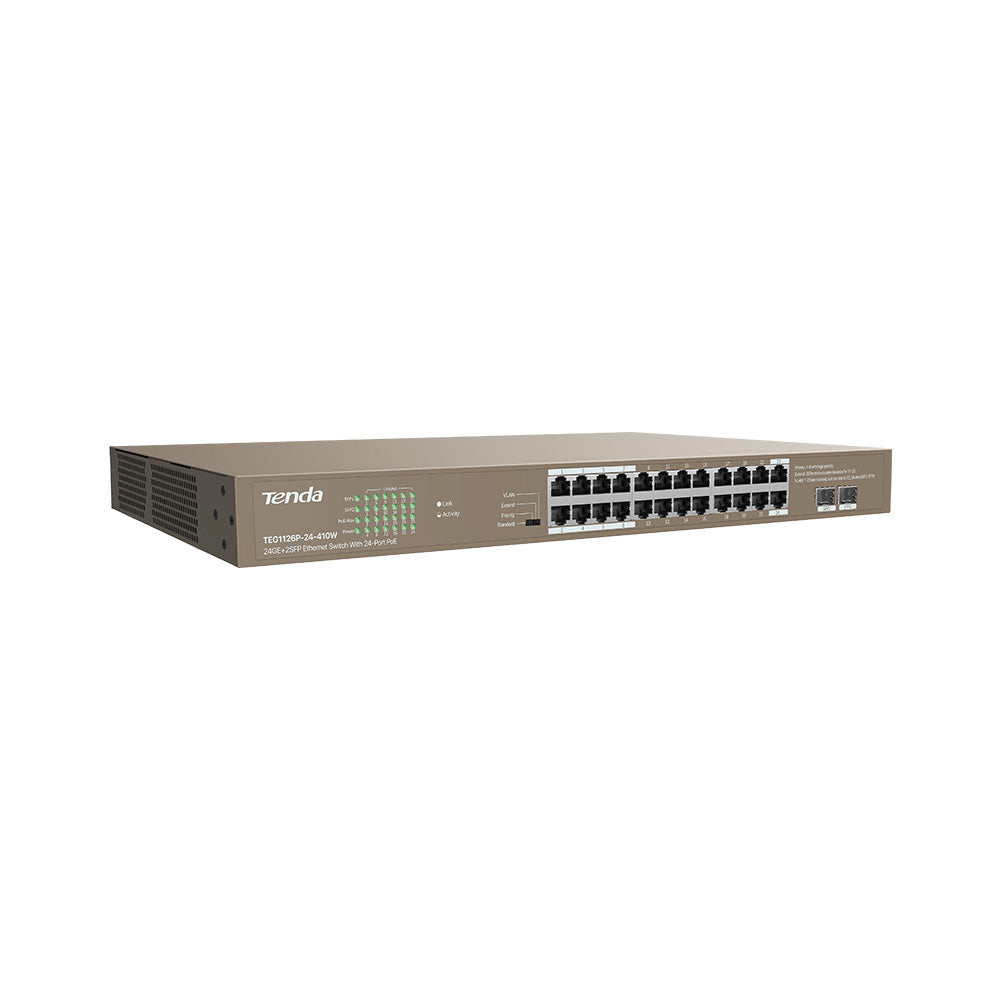 Tenda TEG1126P-24-410W 24GE + 2SFP Port PoE Gigabit Switch