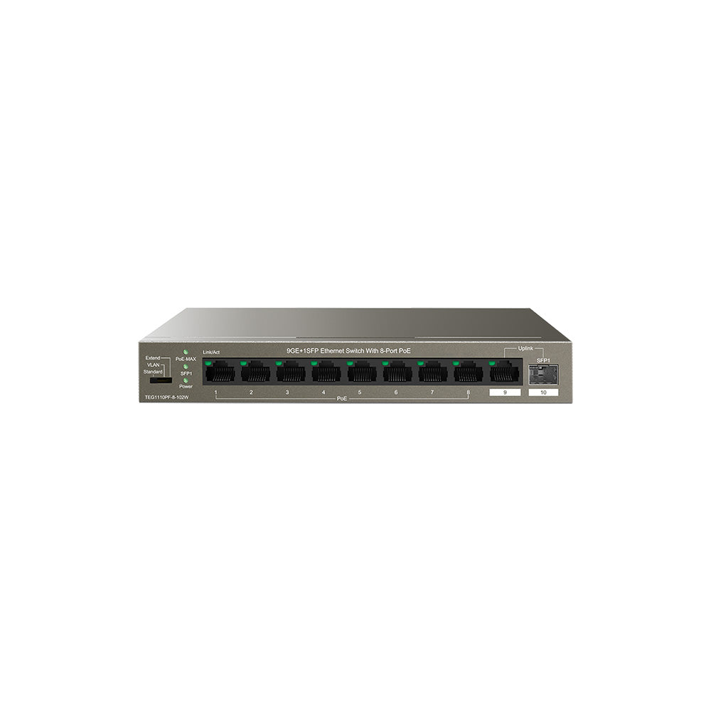 Tenda TEG1110PF-8-102W 9GE + 1SFP Port Gigabit Switch with 8 Port PoE