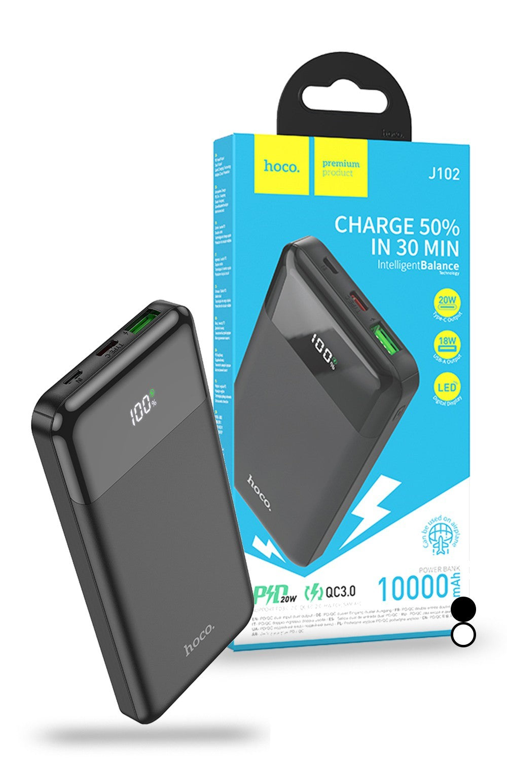 Hoco PD20W 10000mAh Power Bank QC3.0 Fast Charging Ultra Slim J102