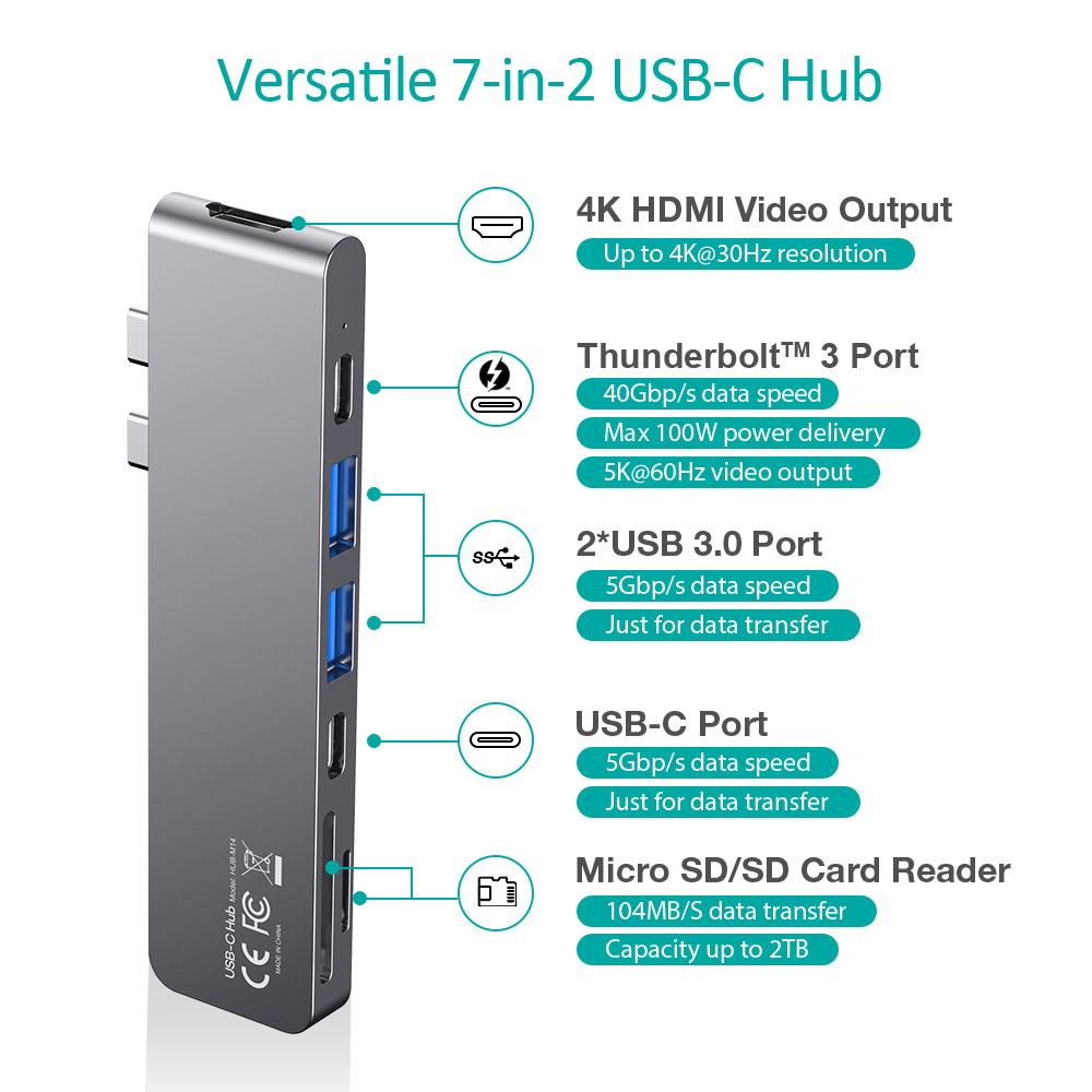 Choetech 7 in 1 USB-C Type-C Hub HDMI for MacBook Pro