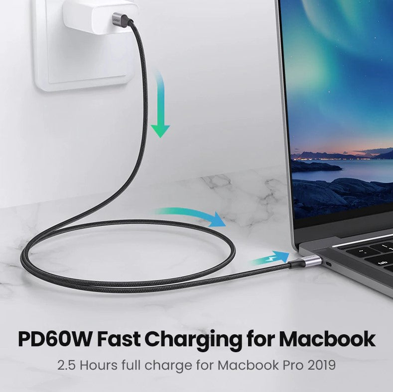 UGREEN 60W USB-C to USB Type-C PD Fast Charging Braided Cable