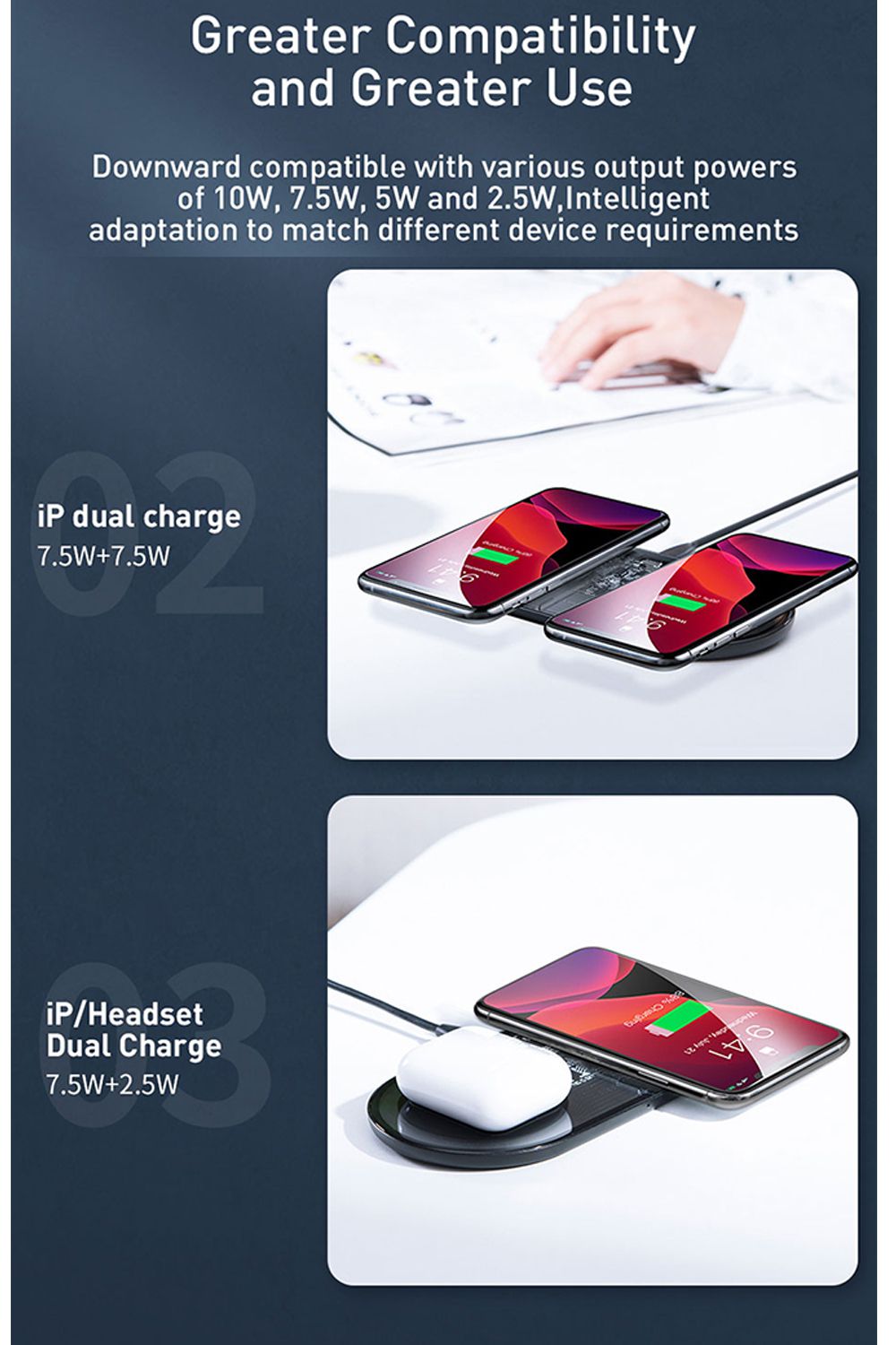 Baseus 2 in 1 15W Dual Qi Fast Wireless Charger Airpods