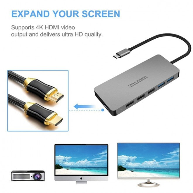 11 in 1 USB-C Type-C Hub Dock USB 3.0 4K HDMI PD for Laptop