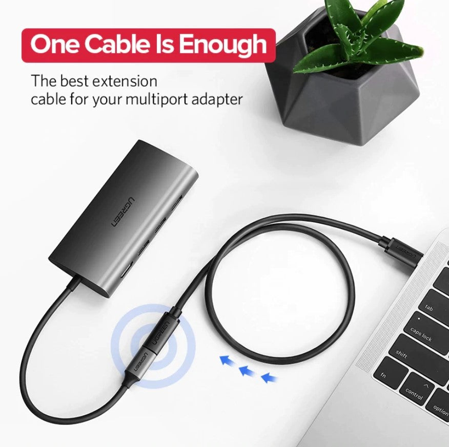 UGREEN USB Type-C 3.2 Extension Cable Male to USB-C Female 10Gbps 4K 100W Data Transfer - 0.5M