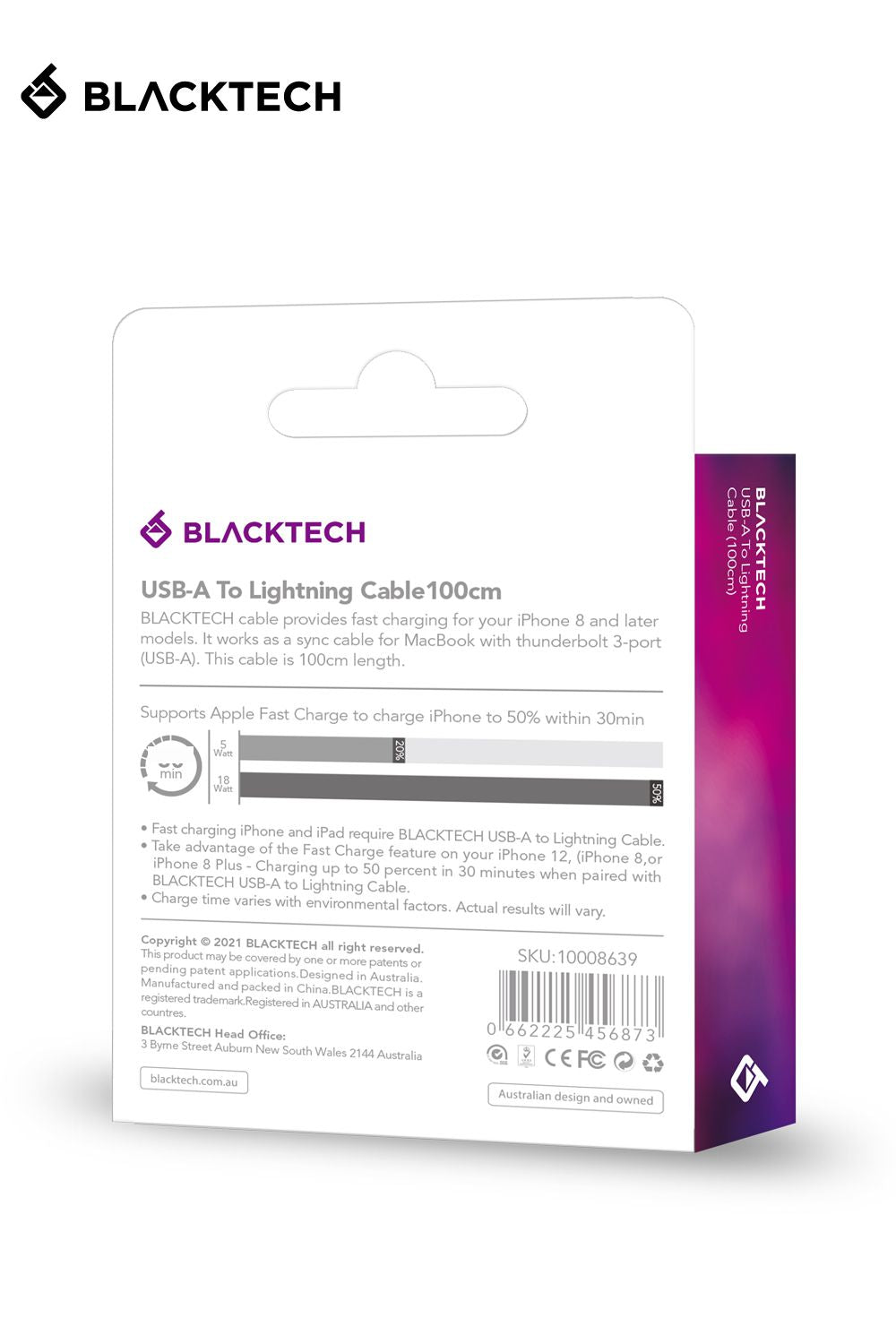 Blacktech USB to Lightning Fast Charging Data Cable for iPhone iPad