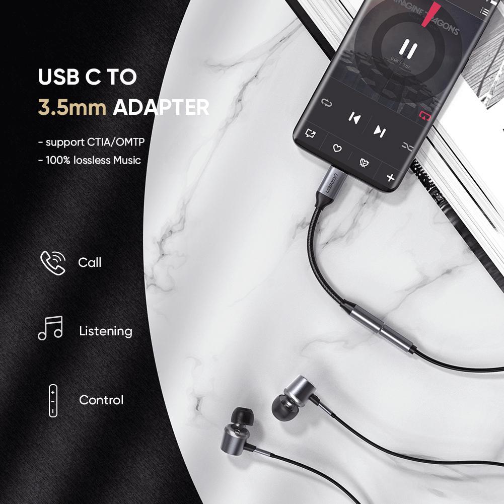 UGREEN USB Type-C to 3.5mm Audio Adapter Headphone Jack AUX Dongle