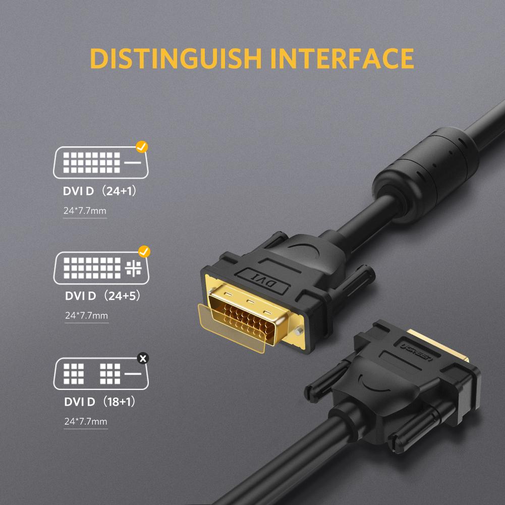 UGREEN DVI to DVI Cable DVI-D 24+1 Male to Male Cable for Monitor PC