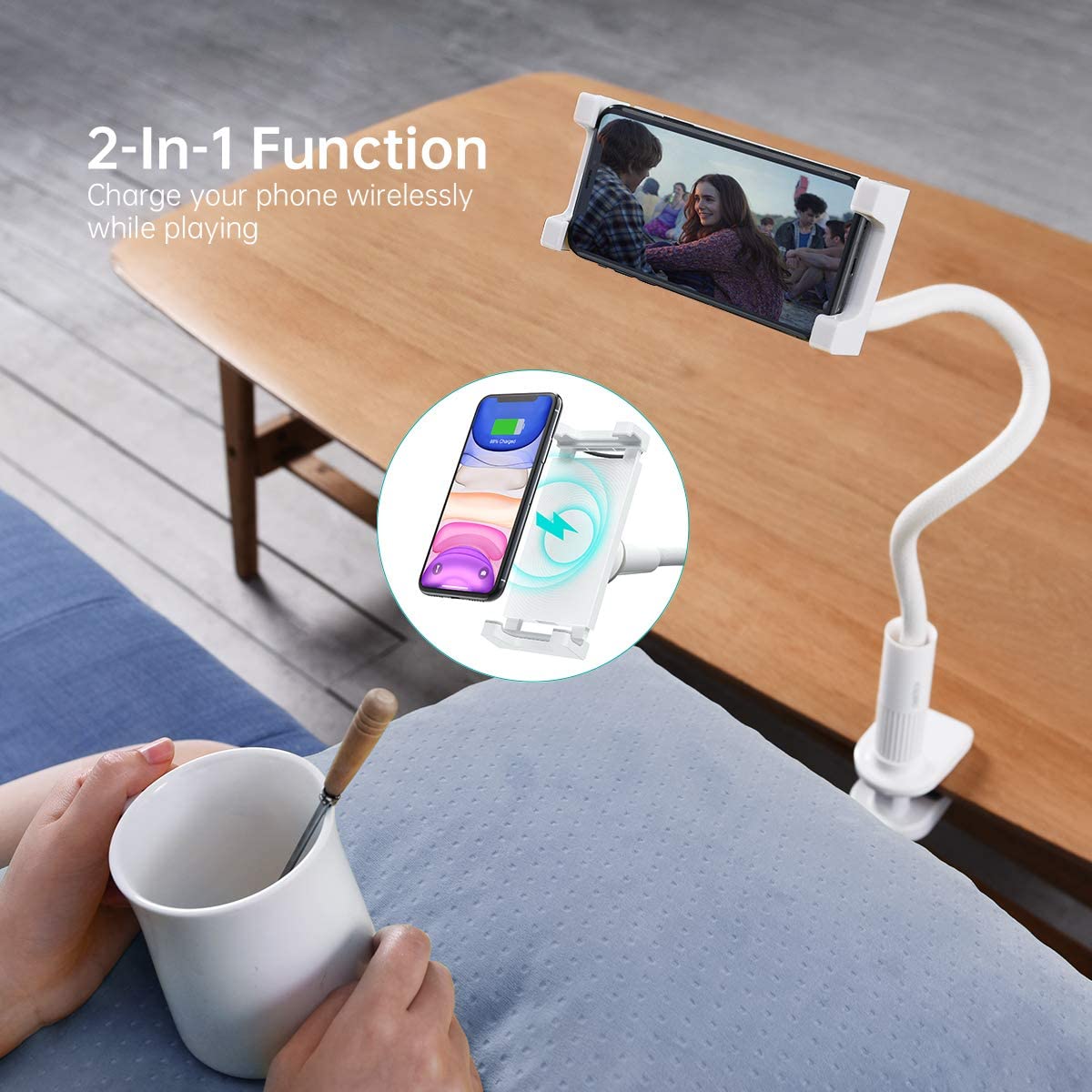 Choetech Gooseneck 360 Adjustable Phone Holder Wireless Charger