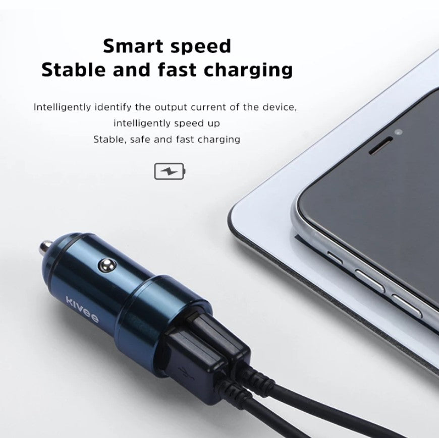 Kivee USB Car Charger Adapter Dual-Port Quick Charge 2.4A