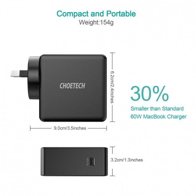 Choetech 60W USB C Type C QC3.0 PD Wall Charger