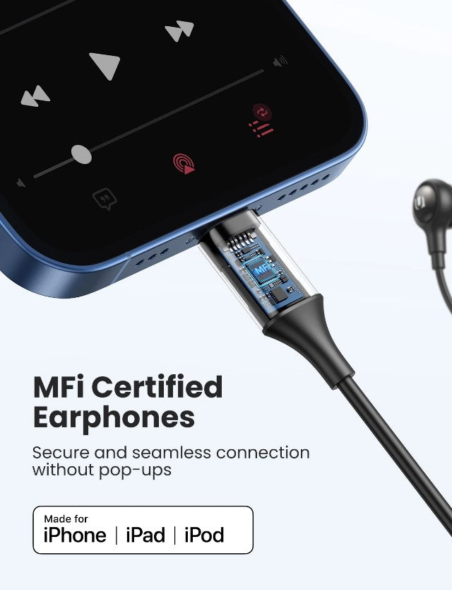 UGREEN MFi Certified Lightning Earbuds Headphones with Microphone and Noise Cancelling Hi-Fi Stereo