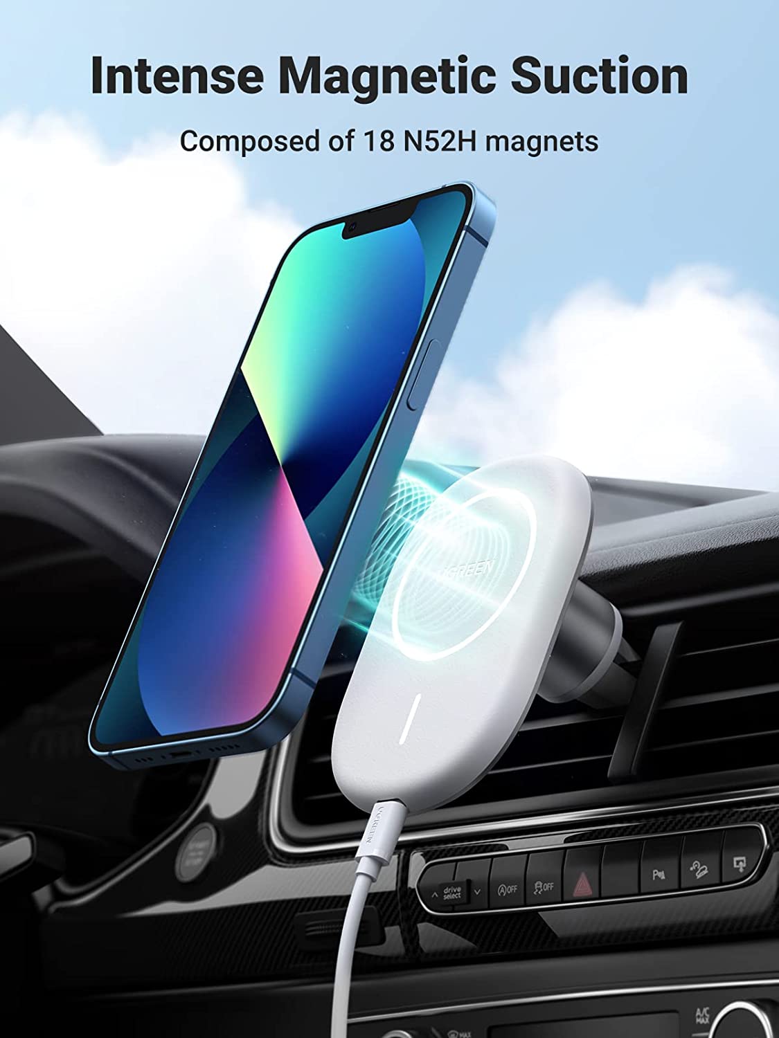 UGREEN MagSafe Magnetic Wireless Car Phone Holder Fast Charge for iPhone