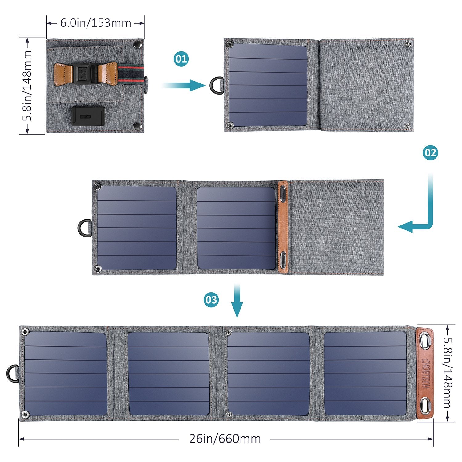 Choetech 14W Solar Panel Charger Portable Dual USB