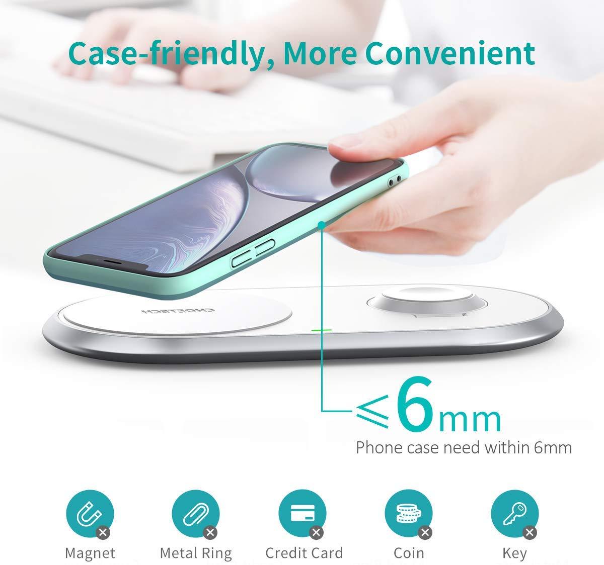 Choetech 2 in 1 Dual Qi Wireless Charger for iWatch iPhone