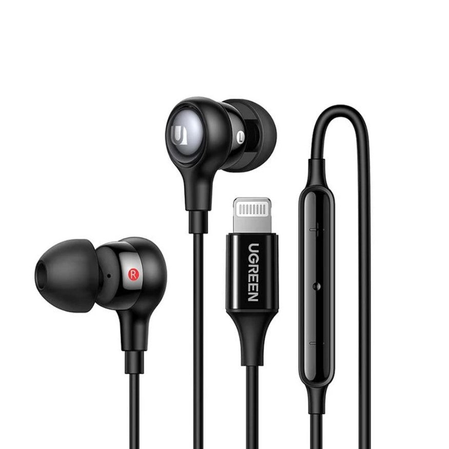 UGREEN MFi Certified Lightning Earbuds Headphones with Microphone and Noise Cancelling Hi-Fi Stereo
