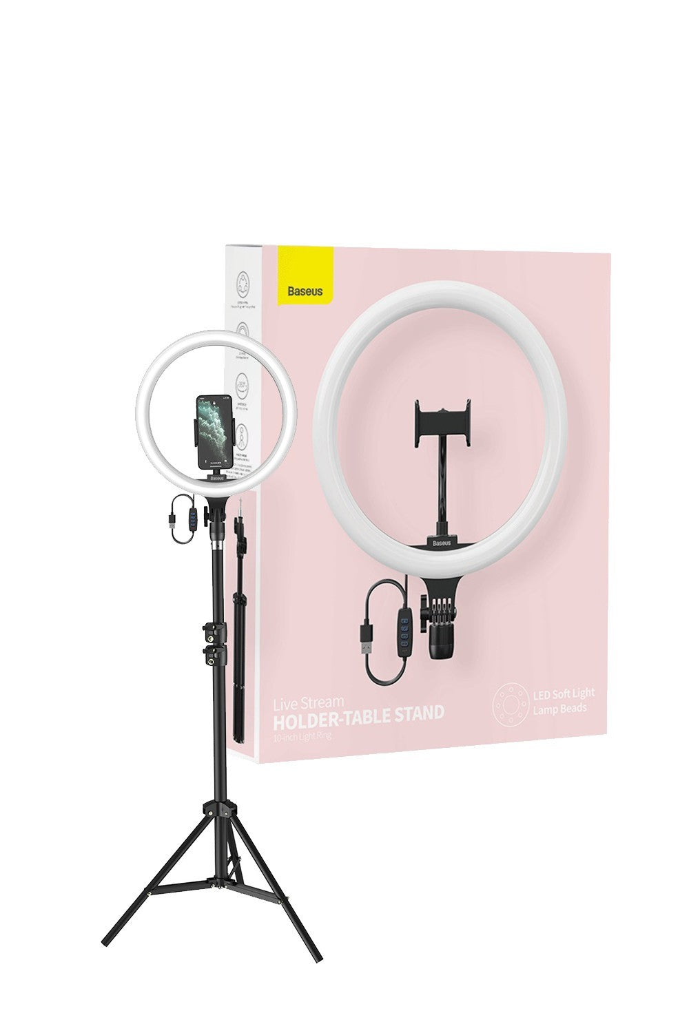 Baseus Live Stream Holder Tripod Stand With 12 Inch Ring Light
