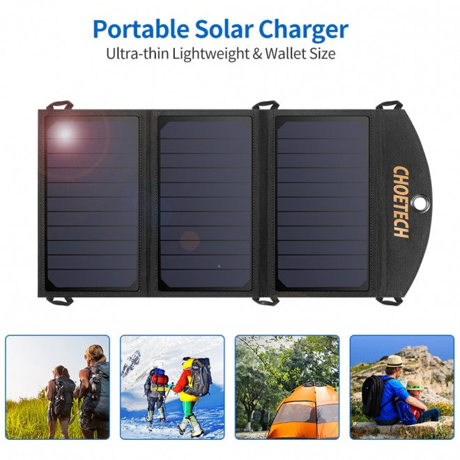 Choetech 19W Solar Panel Charger Portable Dual USB