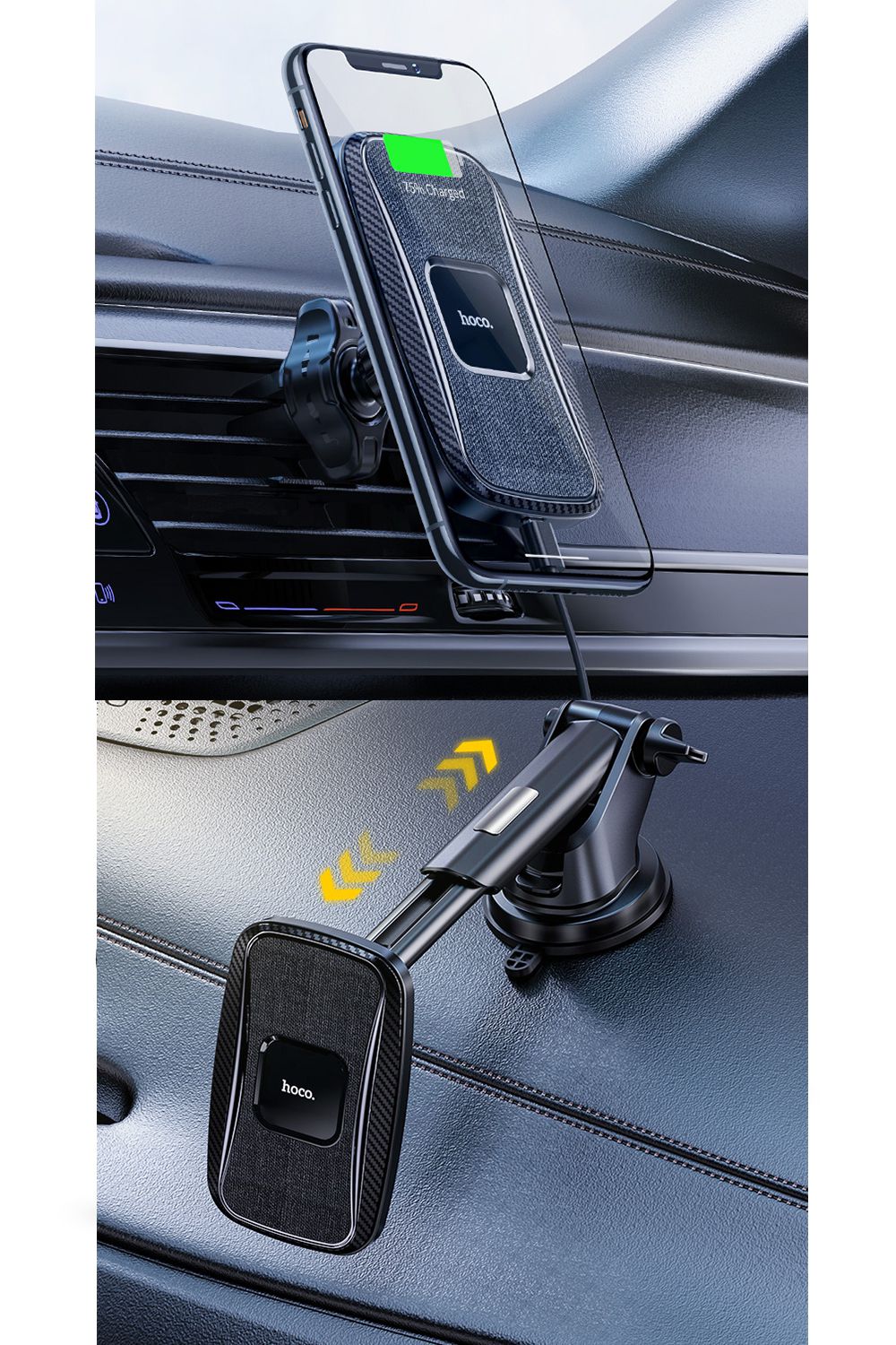 Hoco 15W Wireless Charging Car Holder Air Vent/Windscreen/Dashboard CA75