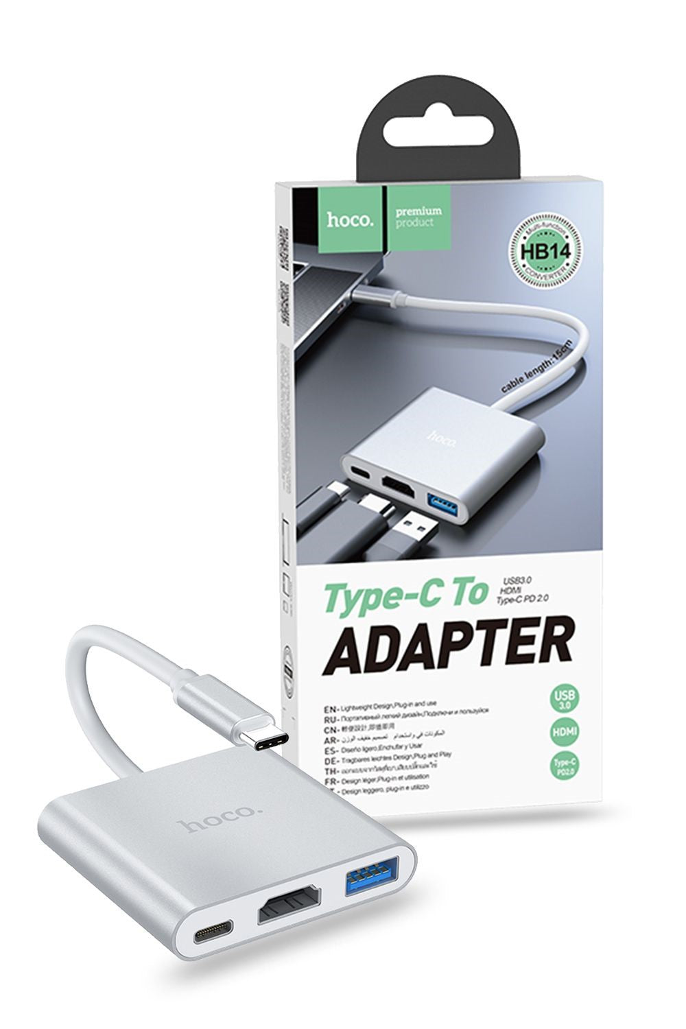 Hoco 3 in 1 USB-C to HDMI USB Hub HB14