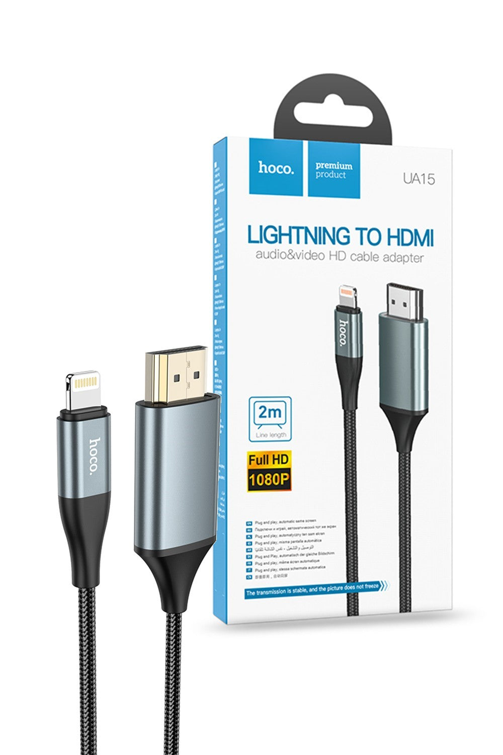 Hoco Lightning to 4K HDMI Braided Cable for iPhone iPad UA15 - 2m