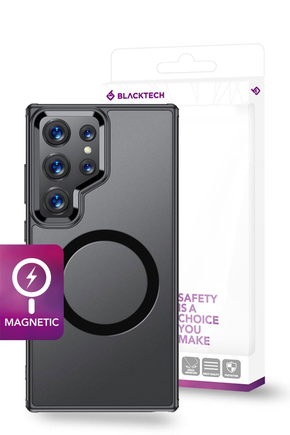 Blacktech Samsung Galaxy S24 Ultra Aero Glide Magnetic Magsafe Protective Bumper Case