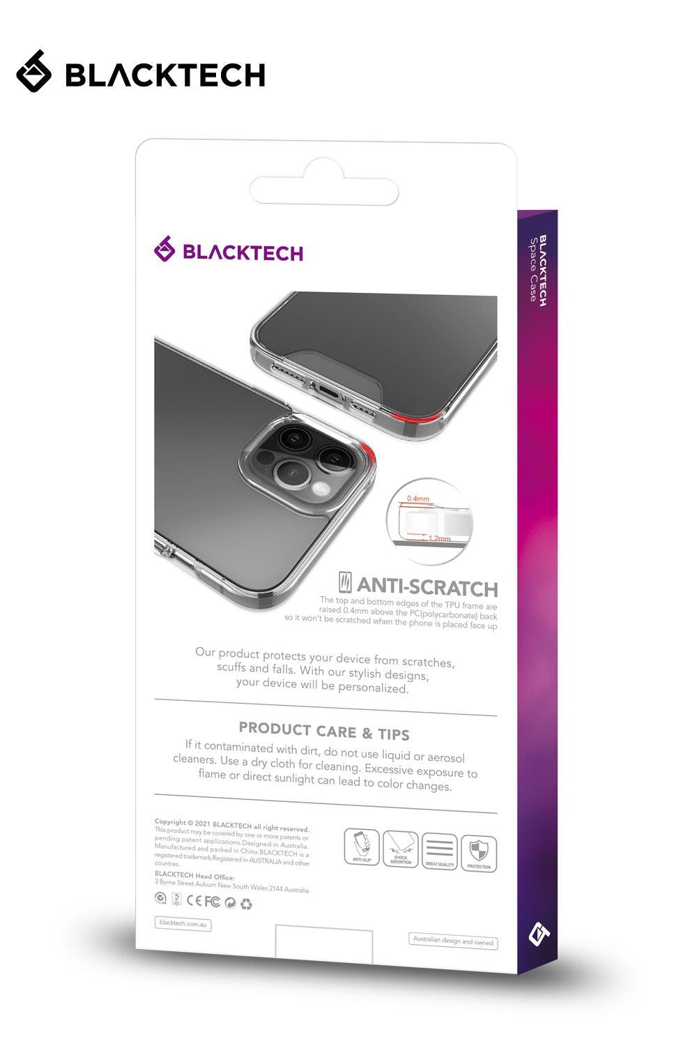 Blacktech iPhone 13 Pro Space Rugged Clear Protective Case