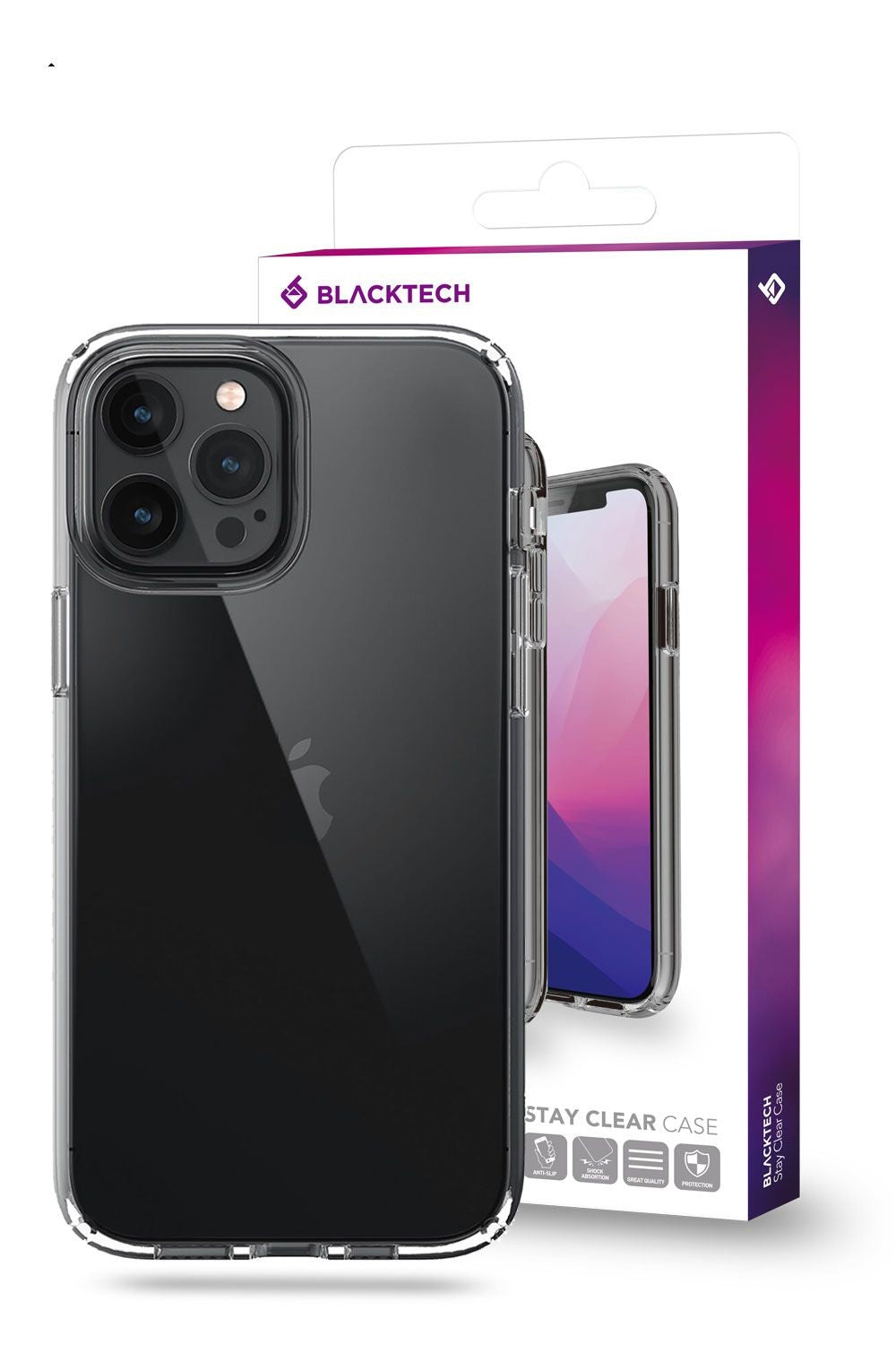 Blacktech iPhone 15 Pro Stay Thick Rugged Clear Protective Case