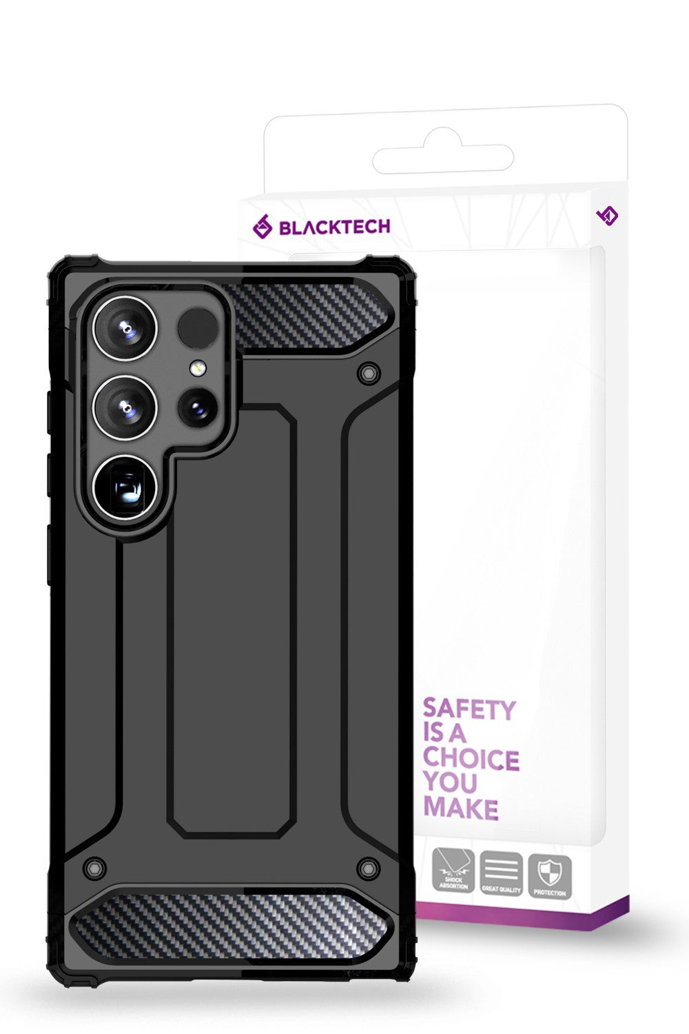 Blacktech Samsung Galaxy S24 Ultra Carbon Wave Protective Bumper Case