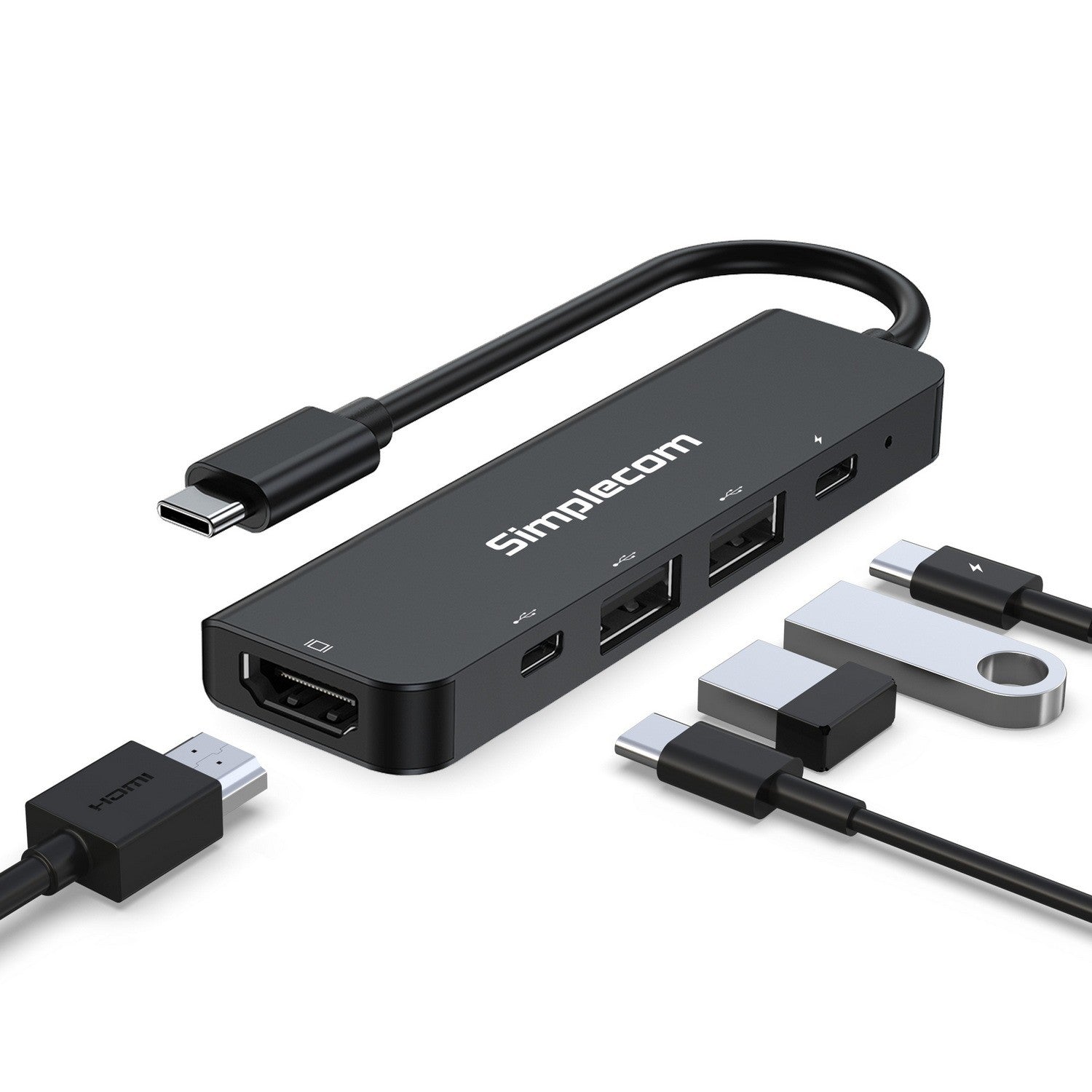 Simplecom 5 in 1 USB-C Adapter Hub with 3-Port USB 3.0 Hub PD HDMI