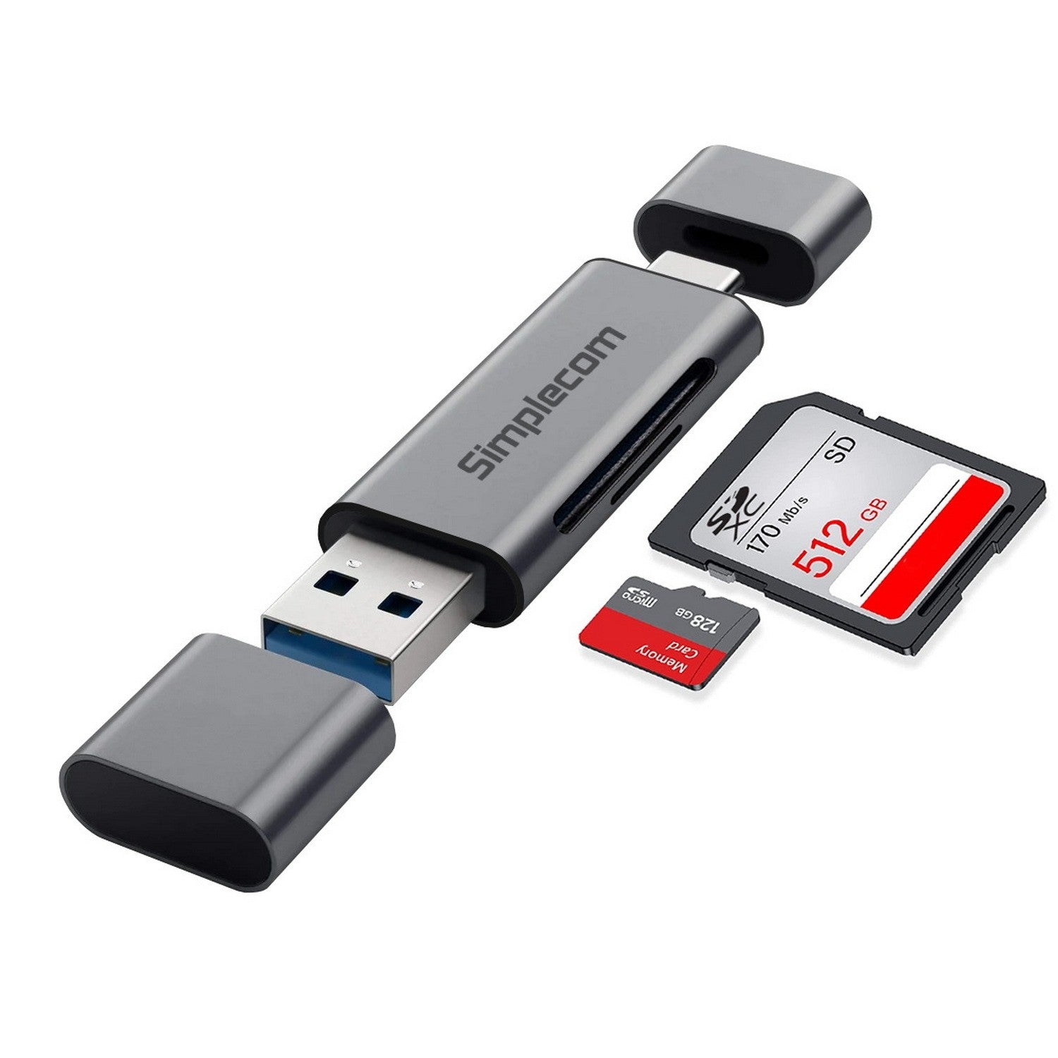 Simplecom 2 in 1 USB-C + USB 3.2 Gen1 Card Reader