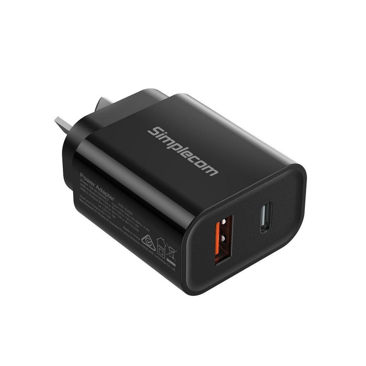 Simplecom 20W Dual Port USB + USB-C PD Wall Charger