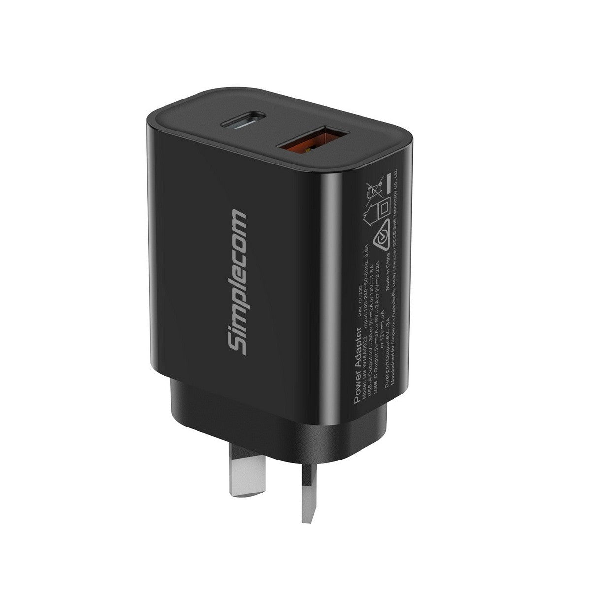 Simplecom 20W Dual Port USB + USB-C PD Wall Charger