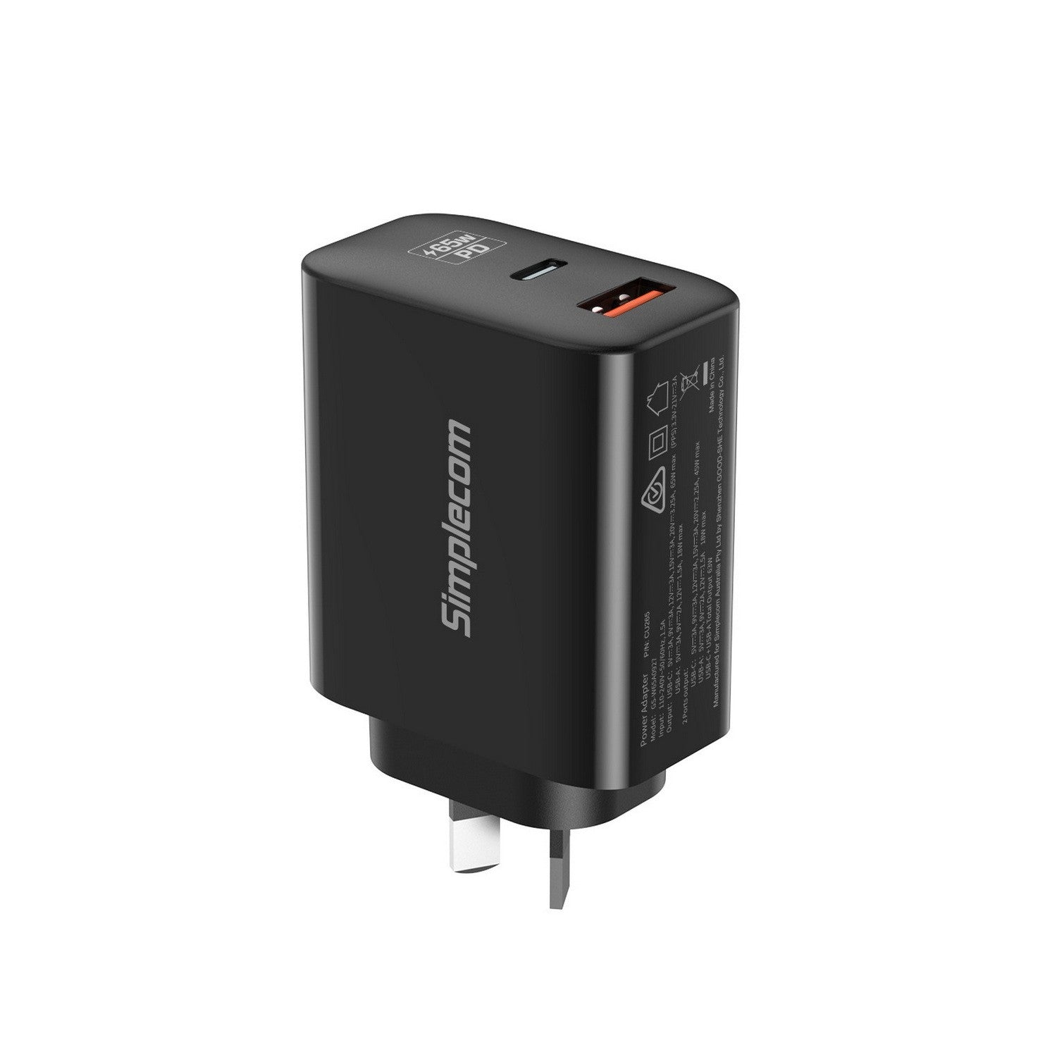 Simplecom 65W Dual Port GaN Wall Charger PD Power Adapter