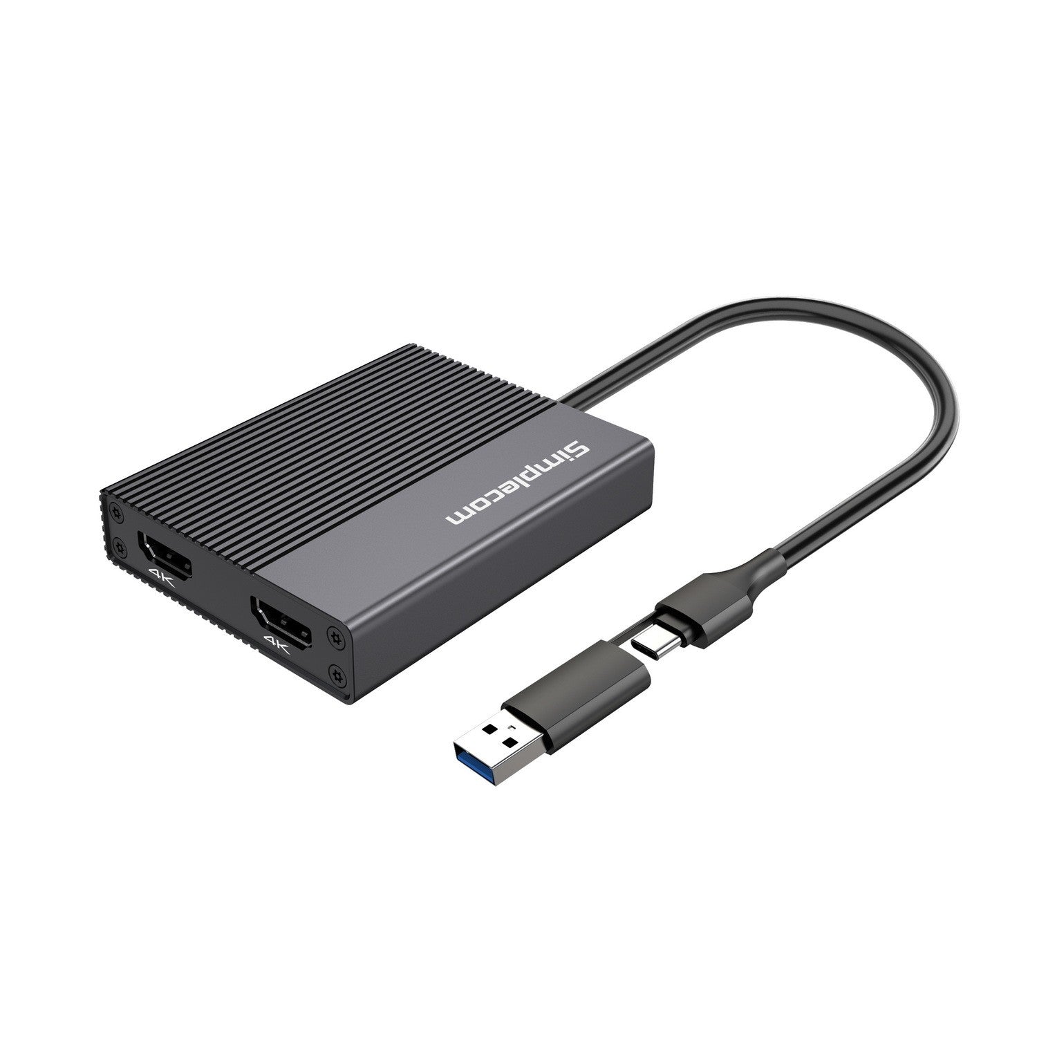 Simplecom USB 3.0 or USB-C to Dual HDMI Display Adapter 4K 60Hz