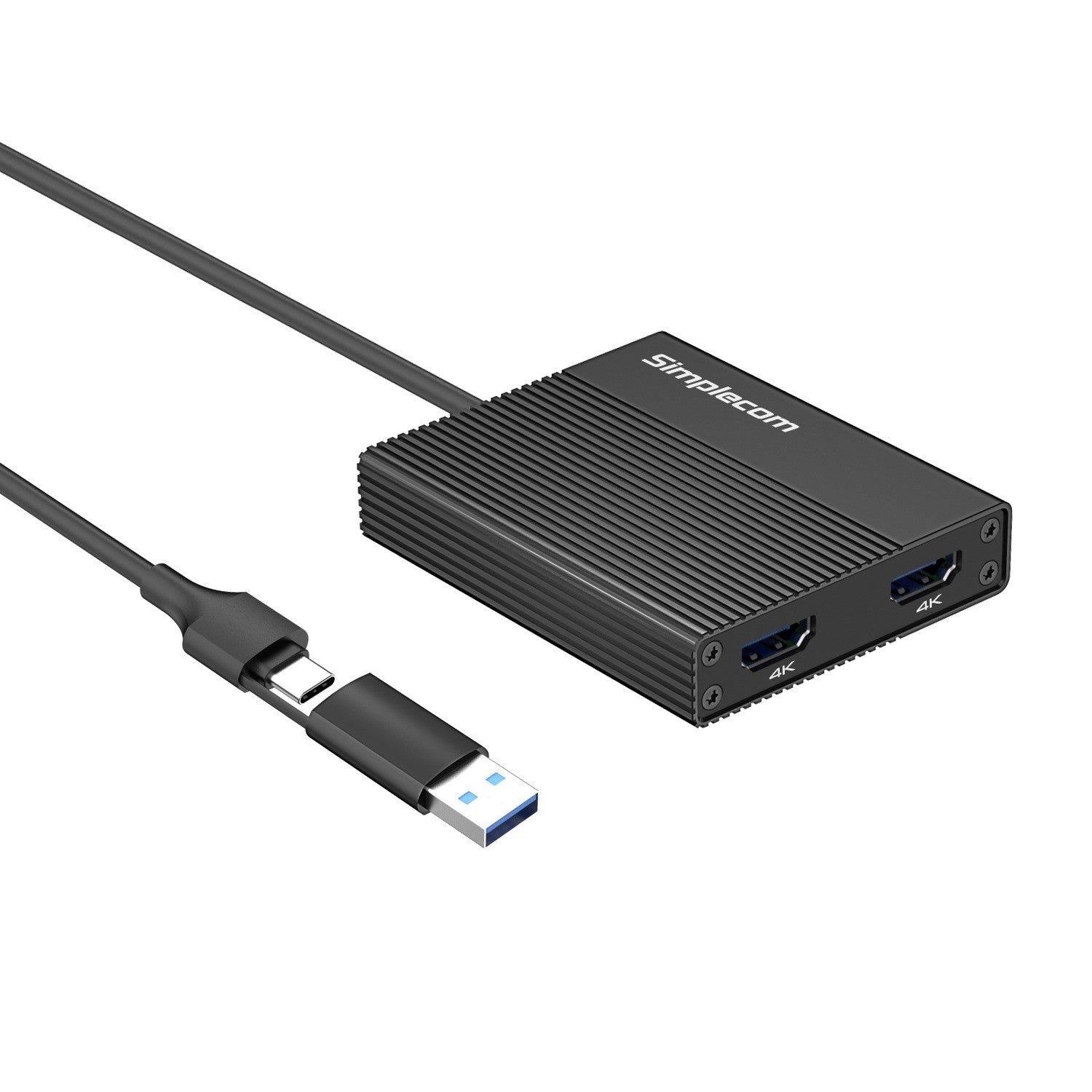 Simplecom USB 3.0 or USB-C to Dual HDMI Display Adapter 4K 60Hz