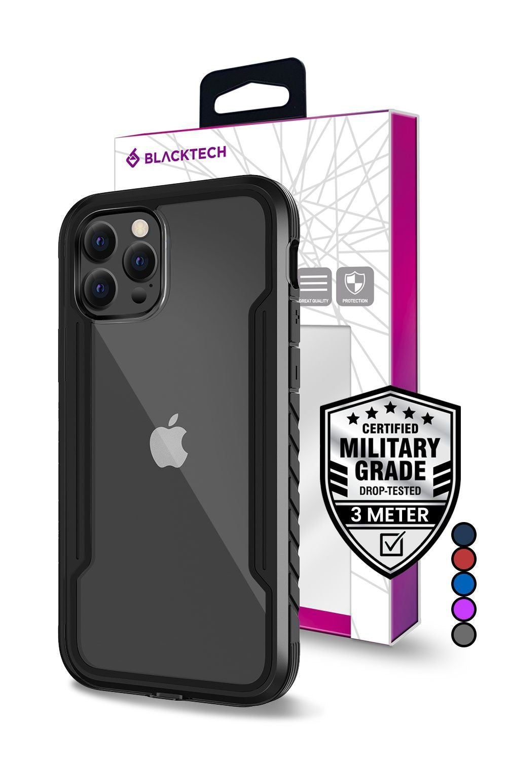 Blacktech iPhone 15 Pro Max Defense Shield Aluminium Alloy Case