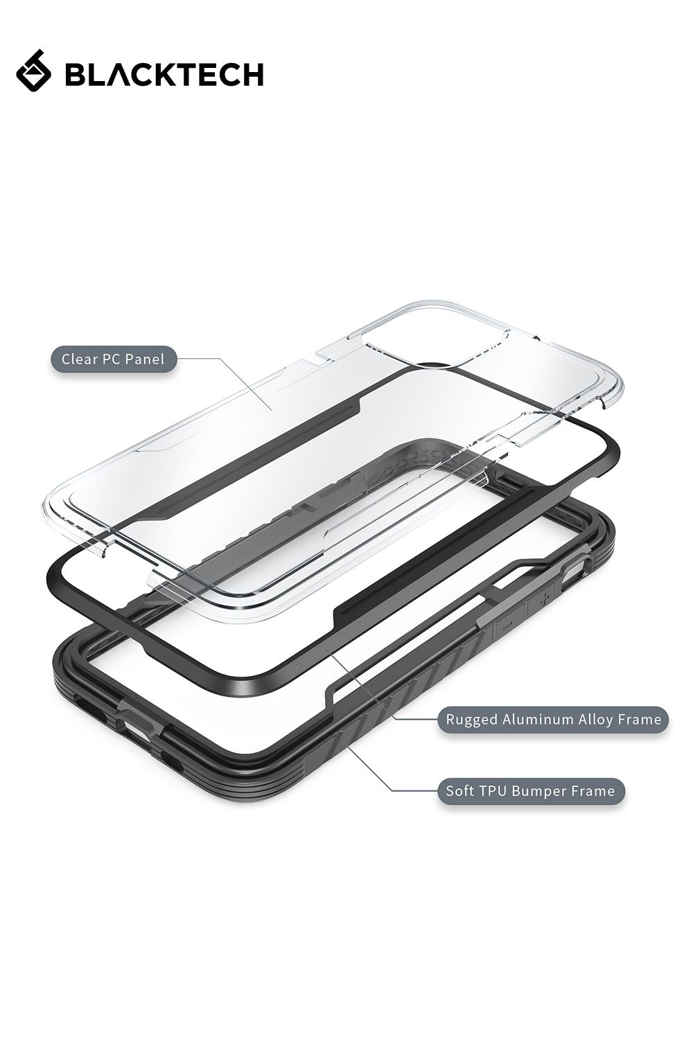 Blacktech iPhone 13 Pro Defense Shield Aluminium Alloy Case
