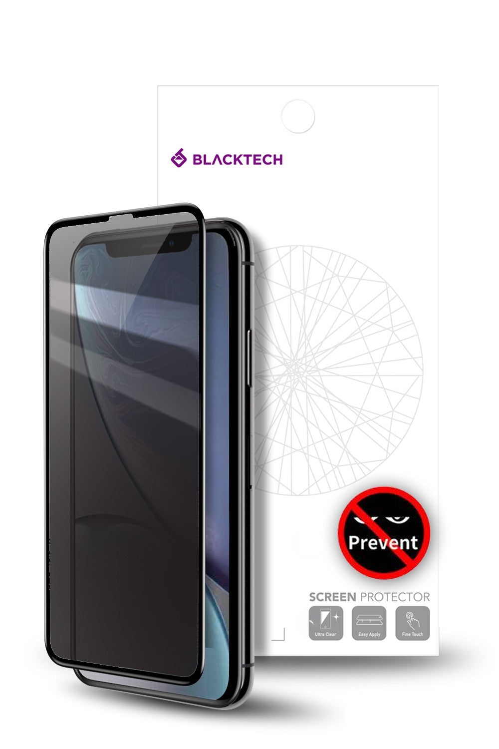 Blacktech iPhone 12 Mini 9D Privacy Tempered Glass Full Screen Protector